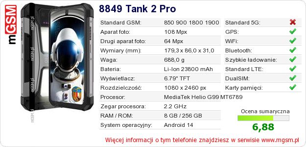 Dane telefonu 8849 Tank 2 Pro