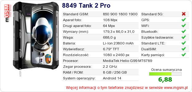 Dane telefonu 8849 Tank 2 Pro Dane telefonu 8849 Tank 2 Pro