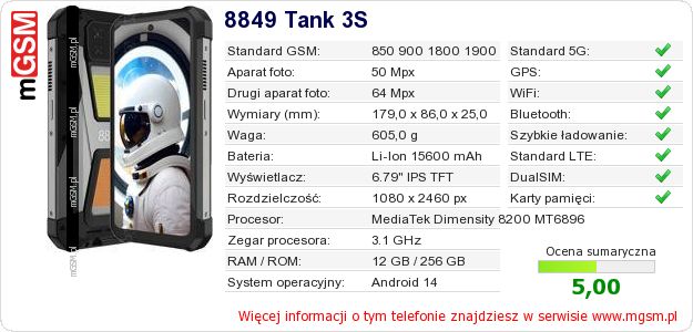 Dane telefonu 8849 Tank 3S