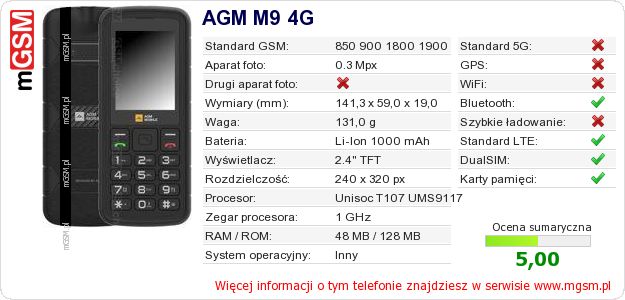 Dane telefonu AGM M9 4G