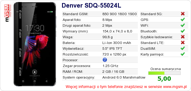 Dane telefonu Denver SDQ-55024L