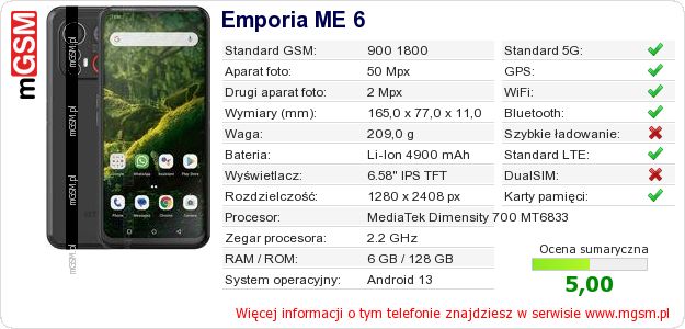 Dane telefonu Emporia ME 6