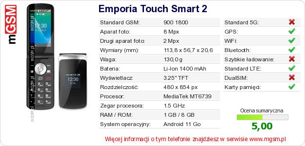 Dane telefonu Emporia Touch Smart 2 Dane telefonu Emporia Touch Smart 2
