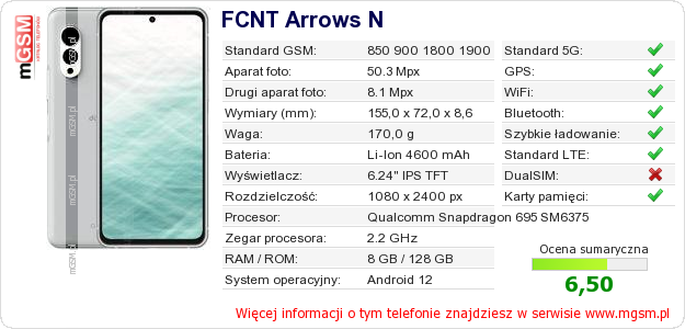 Dane telefonu FCNT Arrows N