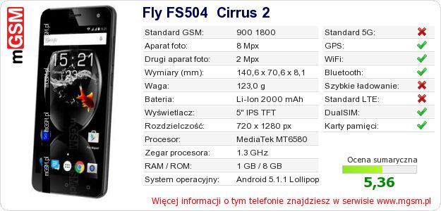 Dane telefonu Fly FS504  Cirrus 2