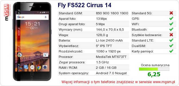 Dane telefonu Fly FS522 Cirrus 14