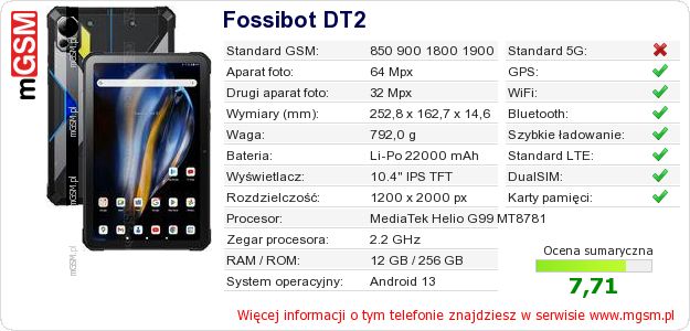 Dane telefonu Fossibot DT2