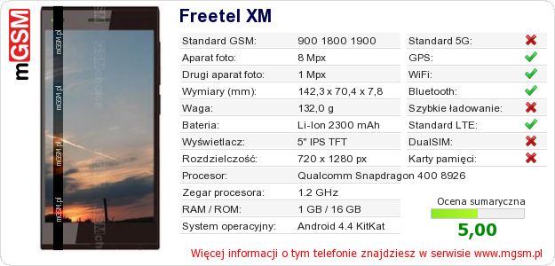 Dane telefonu Freetel XM