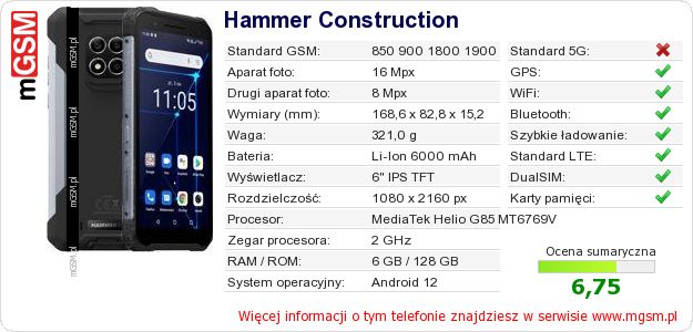 Dane telefonu Hammer Construction