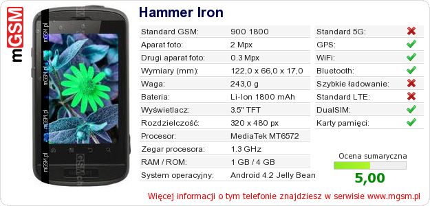 Dane telefonu Hammer Iron