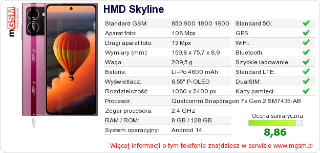 Dane telefonu HMD Skyline Dane telefonu HMD Skyline