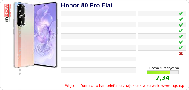 Dane telefonu Honor 80 Pro Flat