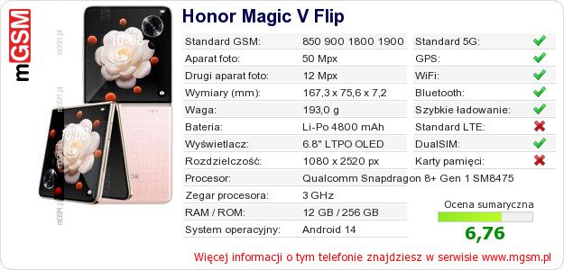 Dane telefonu Honor Magic V Flip Dane telefonu Honor Magic V Flip