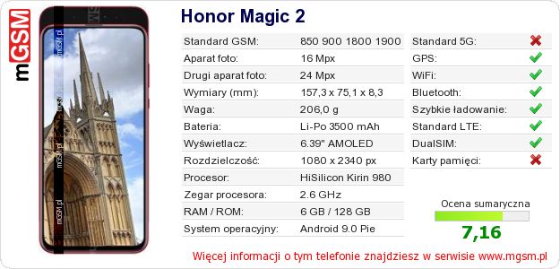 Dane telefonu Honor Magic 2