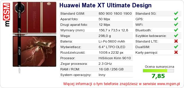 Dane telefonu Huawei Mate XT Ultimate Design