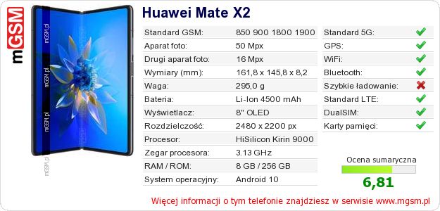 Dane telefonu Huawei Mate X2