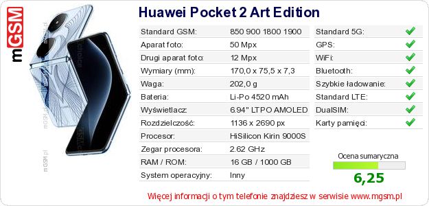 Dane telefonu Huawei Pocket 2 Art Edition