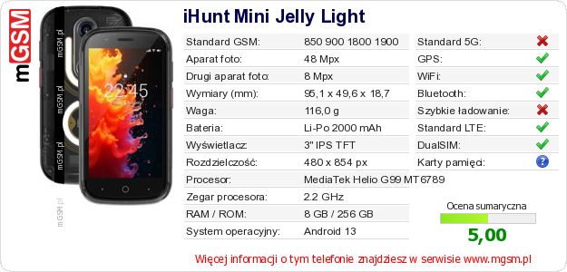 Dane telefonu iHunt Mini Jelly Light Dane telefonu iHunt Mini Jelly Light