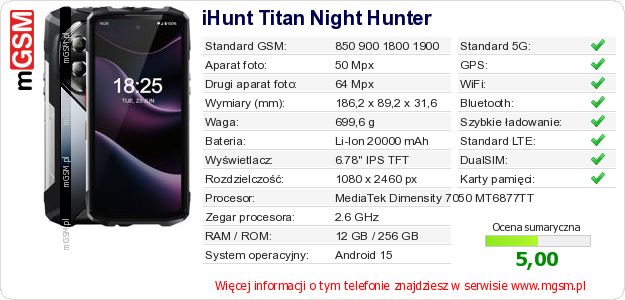 Dane telefonu iHunt Titan Night Hunter