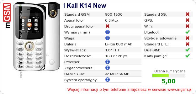 Dane telefonu I Kall K14 New Dane telefonu I Kall K14 New