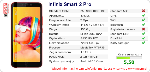 Dane telefonu Infinix Smart 2 Pro Dane telefonu Infinix Smart 2 Pro