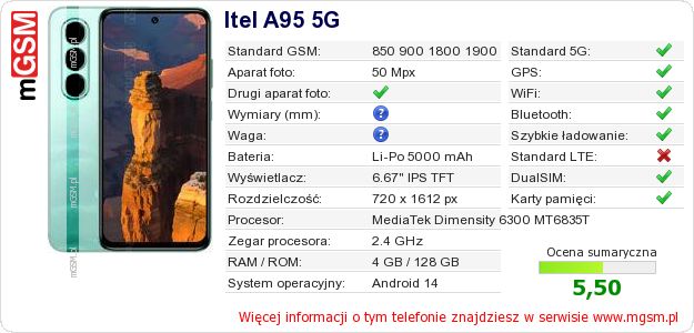 Dane telefonu Itel A95 5G