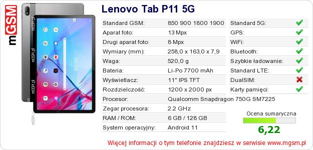 Dane telefonu Lenovo Tab P11 5G