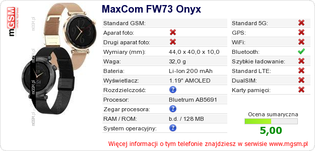 Dane telefonu MaxCom FW73 Onyx