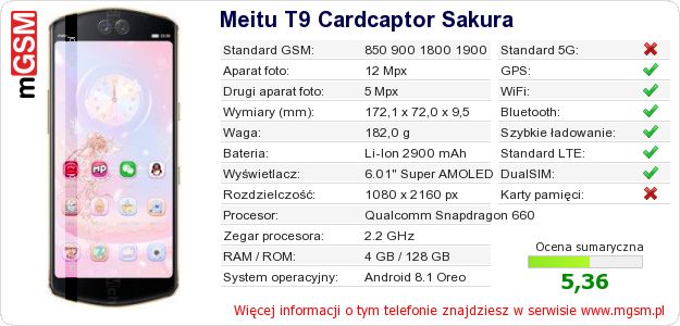 Dane telefonu Meitu T9 Cardcaptor Sakura Dane telefonu Meitu T9 Cardcaptor Sakura