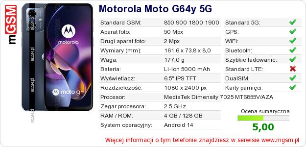 Dane telefonu Motorola Moto G64y 5G