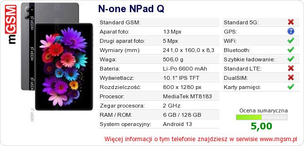 Dane telefonu N-one NPad Q