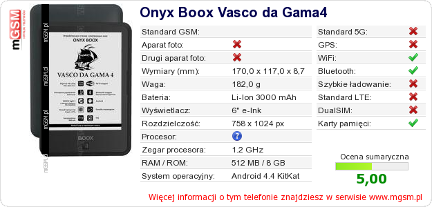 Dane telefonu Onyx Boox Vasco da Gama4