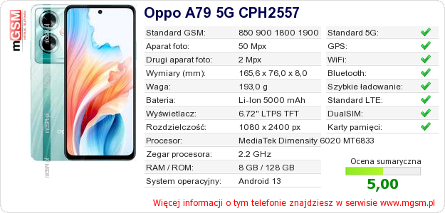 Dane telefonu Oppo A79 5G CPH2557