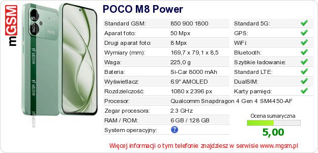 Dane telefonu POCO M8 Power