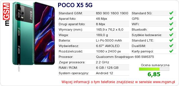 Dane telefonu POCO X5 5G