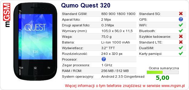 Dane telefonu Qumo Quest 320