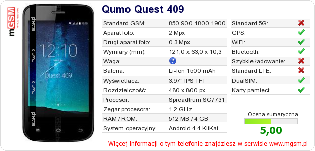 Dane telefonu Qumo Quest 409