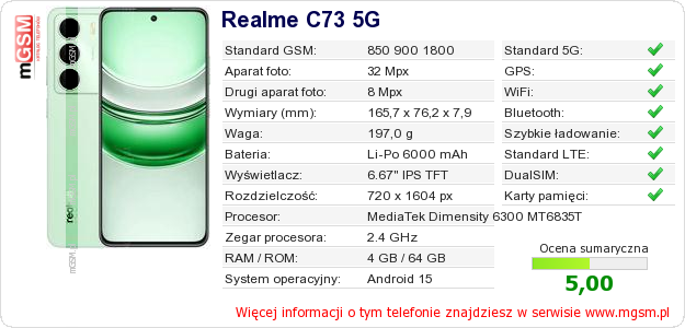 Dane telefonu Realme C73 5G
