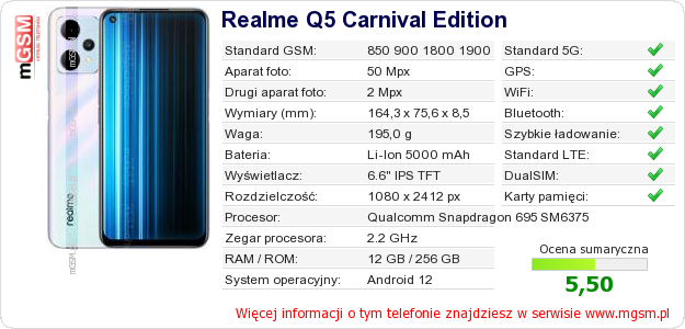 Dane telefonu Realme Q5 Carnival Edition