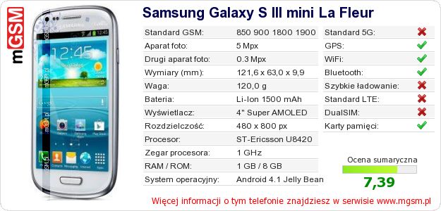 Dane telefonu Samsung Galaxy S III mini La Fleur