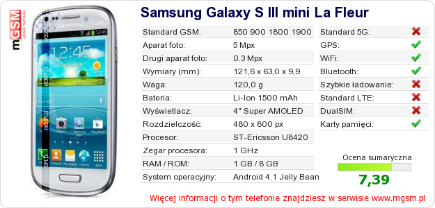 Dane telefonu Samsung Galaxy S III mini La Fleur