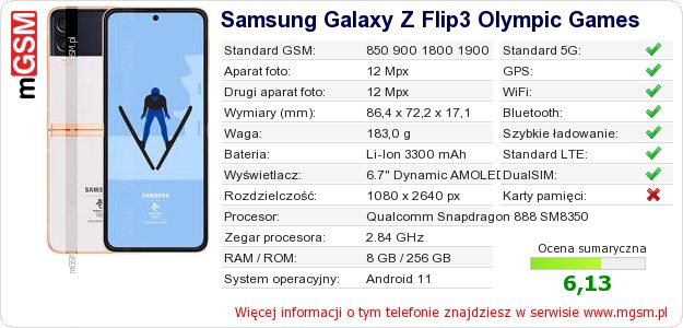 Dane telefonu Samsung Galaxy Z Flip3 Olympic Games