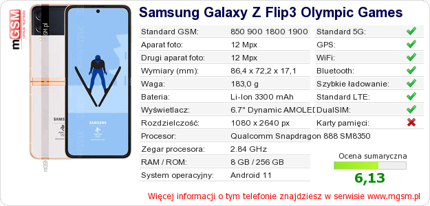 Dane telefonu Samsung Galaxy Z Flip3 Olympic Games Dane telefonu Samsung Galaxy Z Flip3 Olympic Games