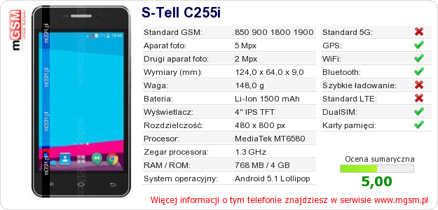 Dane telefonu S-Tell C255i