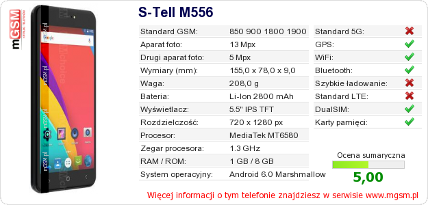 Dane telefonu S-Tell M556 Dane telefonu S-Tell M556