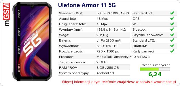Dane telefonu Ulefone Armor 11 5G