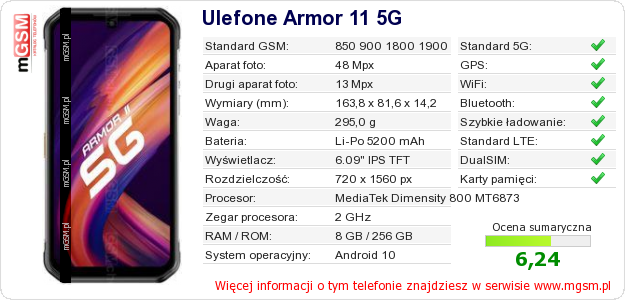 Dane telefonu Ulefone Armor 11 5G
