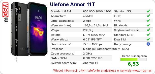 Dane telefonu Ulefone Armor 11T Dane telefonu Ulefone Armor 11T