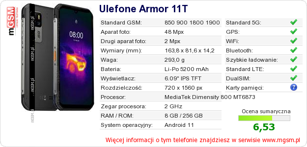 Dane telefonu Ulefone Armor 11T