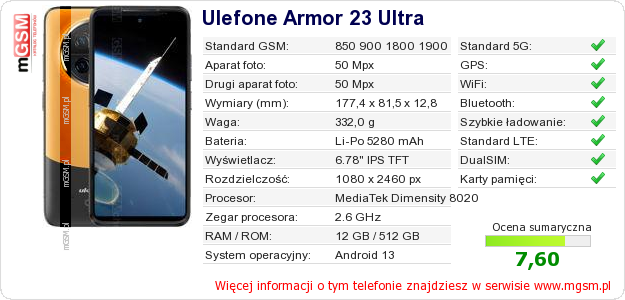 Dane telefonu Ulefone Armor 23 Ultra